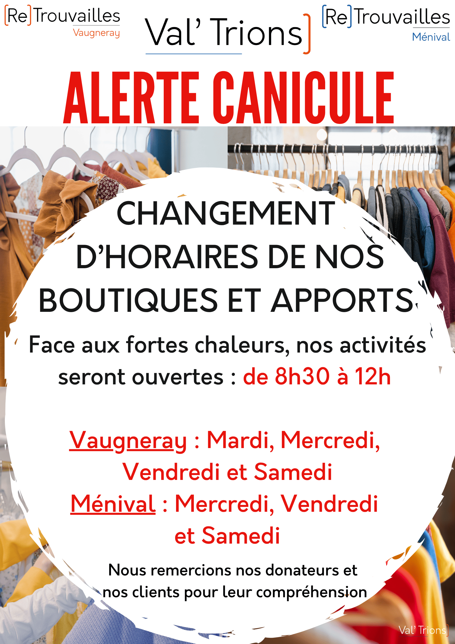 Plan canicule : horaires des boutiques et apports horaires canicule(1)